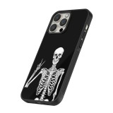 iPhone 12 / 12 Pro Case Hülle - Silikon schwarz Halloween 2023 peace skeleton