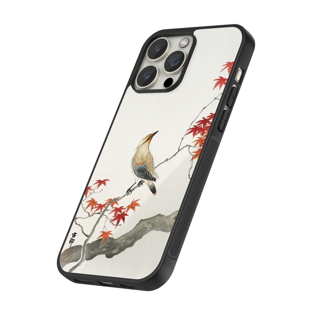 iPhone 12 / 12 Pro Case Hülle - Silikon schwarz Japanese Bird