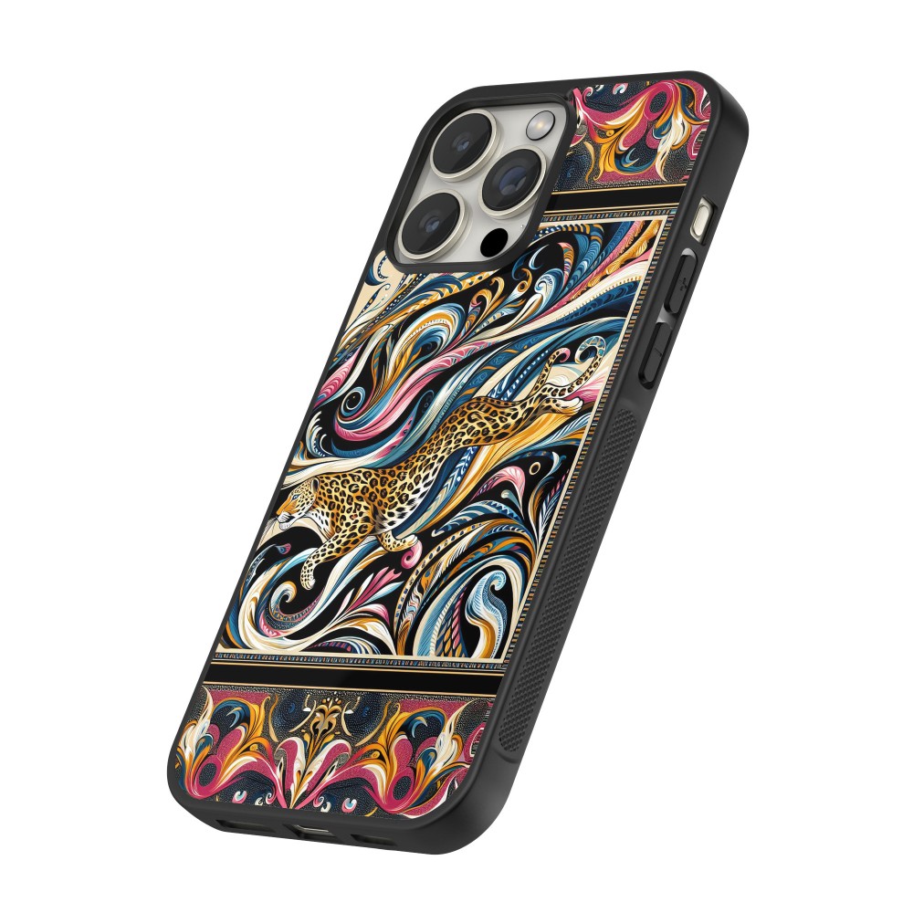 iPhone 12 / 12 Pro Case Hülle - Silikon schwarz Leopard Abstrakte Kunst