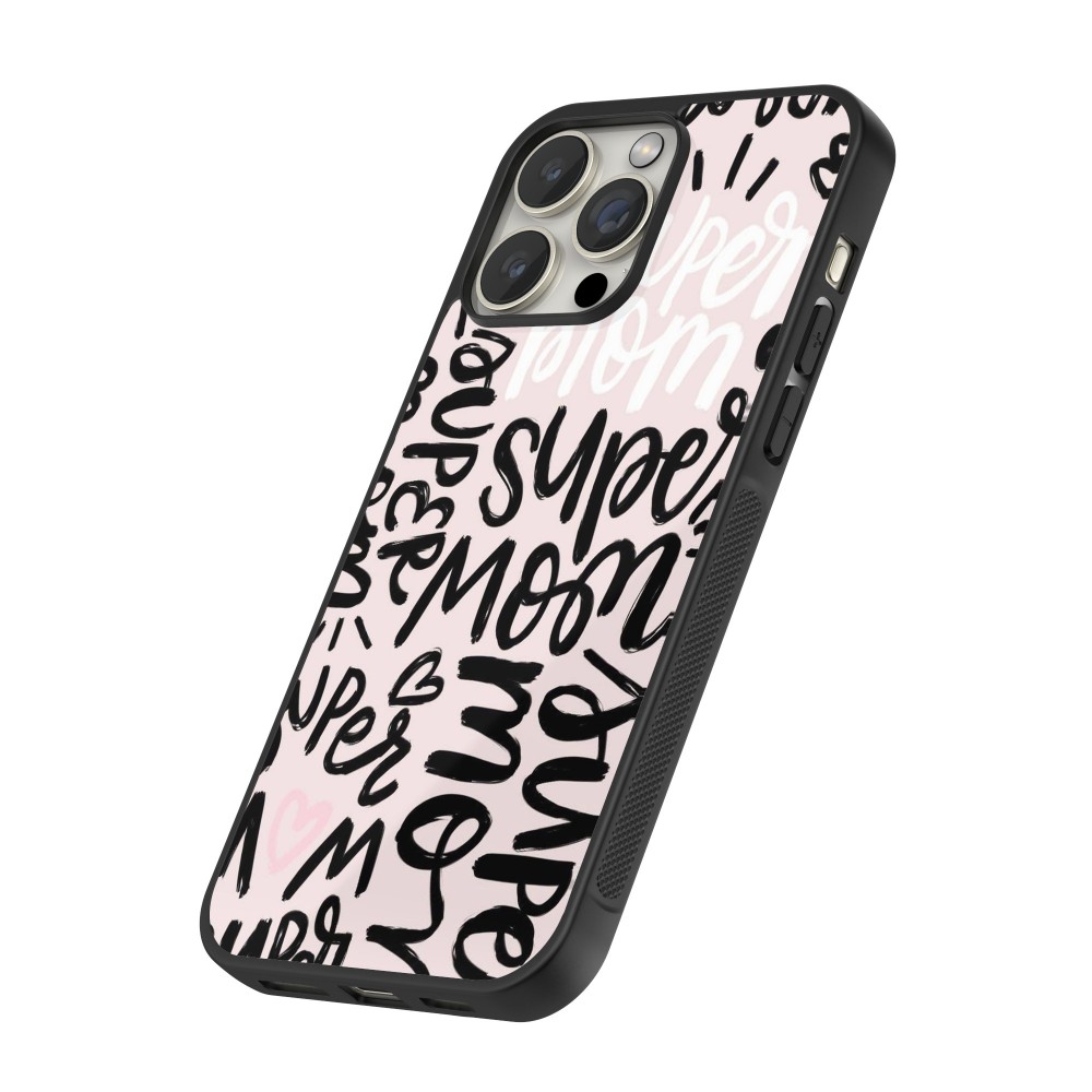 iPhone 12 / 12 Pro Case Hülle - Silikon schwarz Mom 2024 Super mom