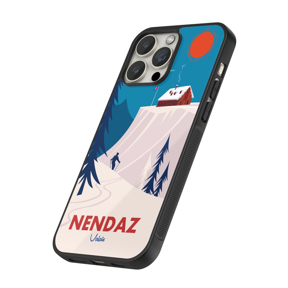 iPhone 12 / 12 Pro Case Hülle - Silikon schwarz Nendaz Cabane Ski