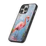 iPhone 12 / 12 Pro Case Hülle - Silikon schwarz Paint Flamingo