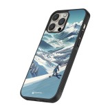 iPhone 12 / 12 Pro Case Hülle - Silikon schwarz Snowboarder Berg