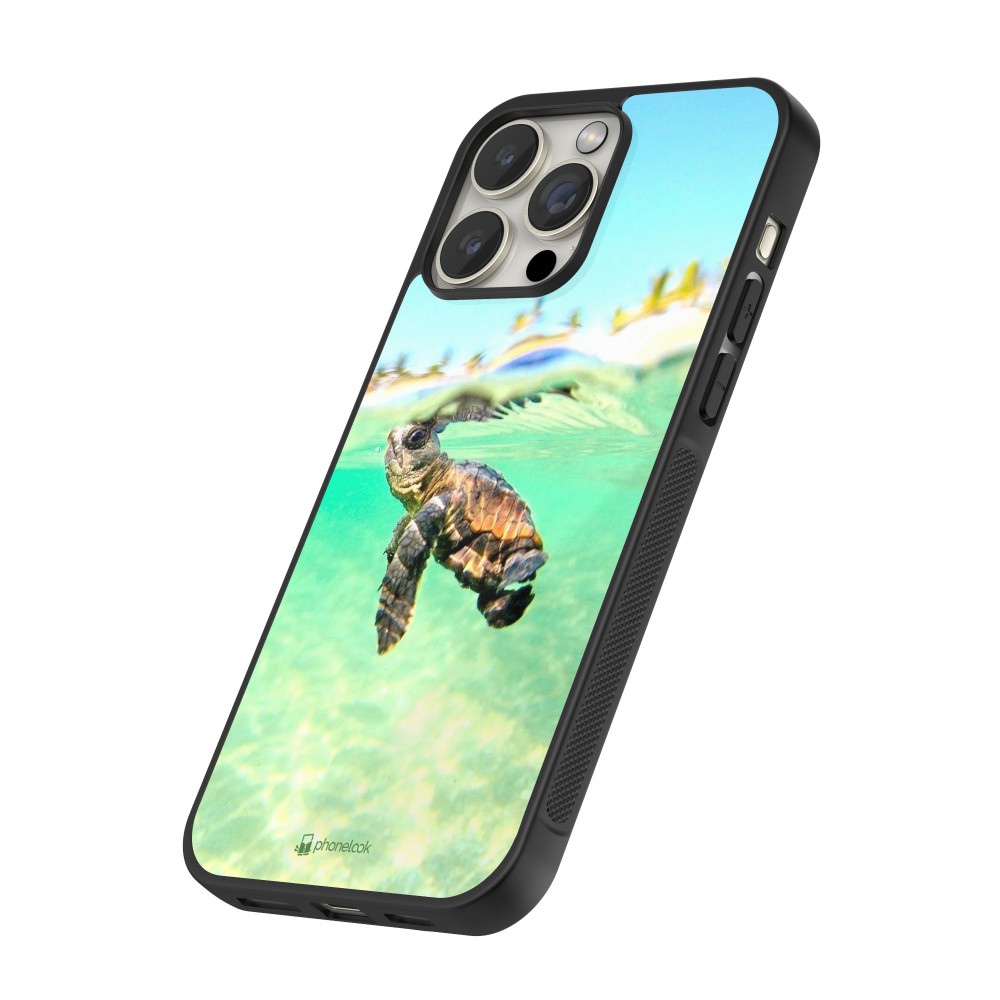 iPhone 15 Pro Max Case Hülle - Silikon schwarz Turtle Underwater