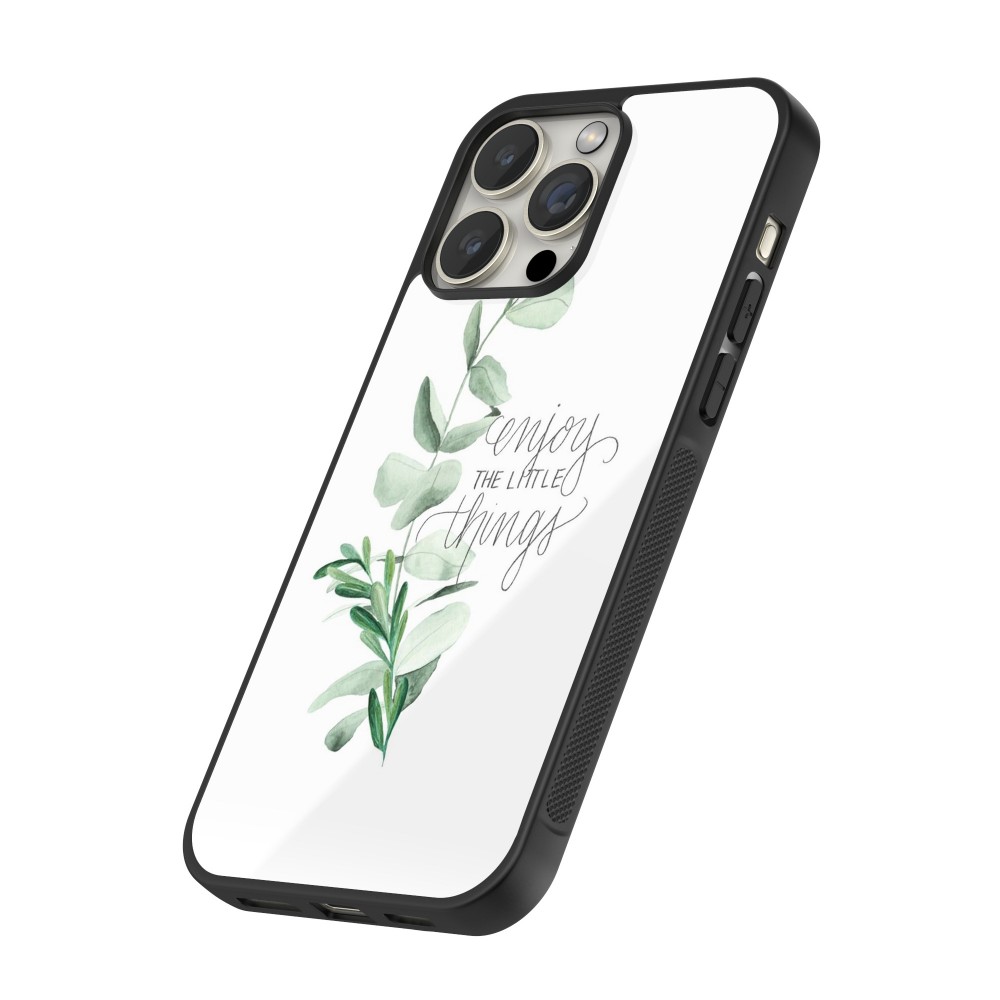 iPhone 16 Pro Case Hülle - Silikon schwarz Enjoy the little things