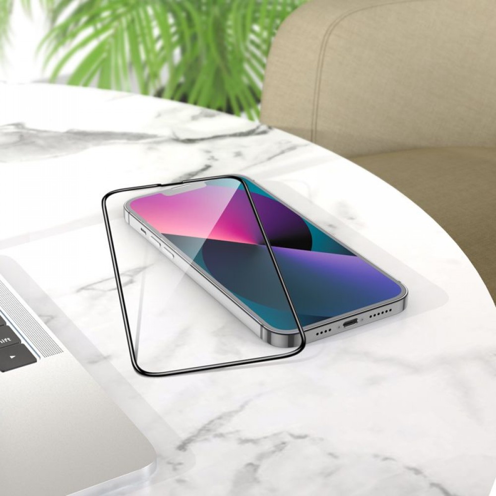 3D Tempered Glass iPhone 16 Plus - Full Screen Display Schutzglas mit schwarzem Rahmen