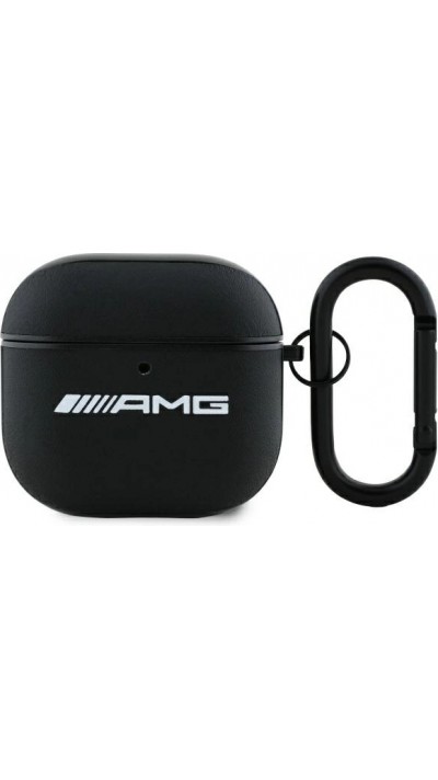 Coque AirPods 4 - AMG cuir véritable avec mousqueton intégré - Noir