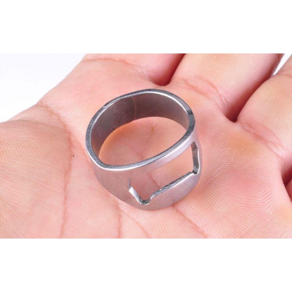 Universal Fingerring mit integriertem Flaschenöffner für Partys/Fun - Silber