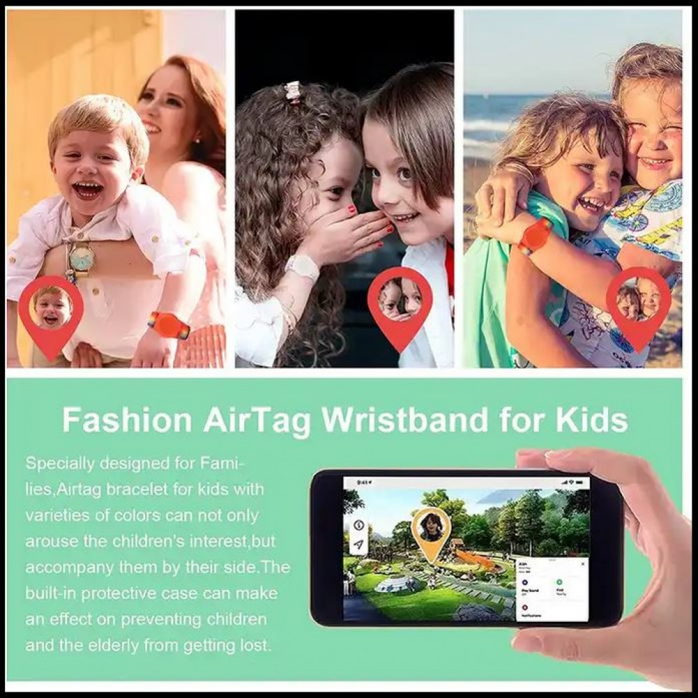 Verstellbares Velcro Nylon Armband für Kinder & Erwachsenen mit AirTag Halterung - Grün