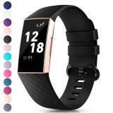 Sportliches Silikon Armband - Grösse L - Schwarz - Fitbit Charge 3 / 4