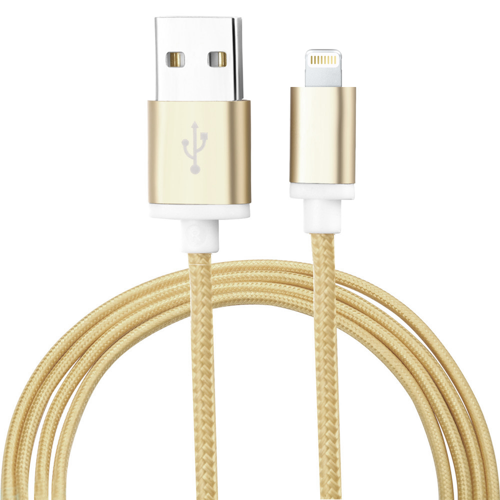 iPhone Kabel (1m) Lightning auf USB-A - Nylon metal - Gold