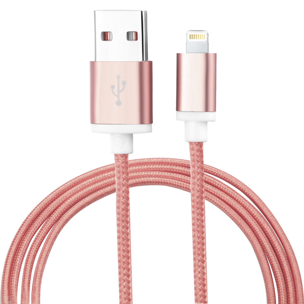 iPhone Kabel (1m) Lightning auf USB-A - Nylon metal - Rosa