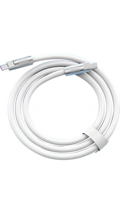 Câble USB-C vers USB-C (2m) robuste et coloré avec tête designen aluminium - Blanc