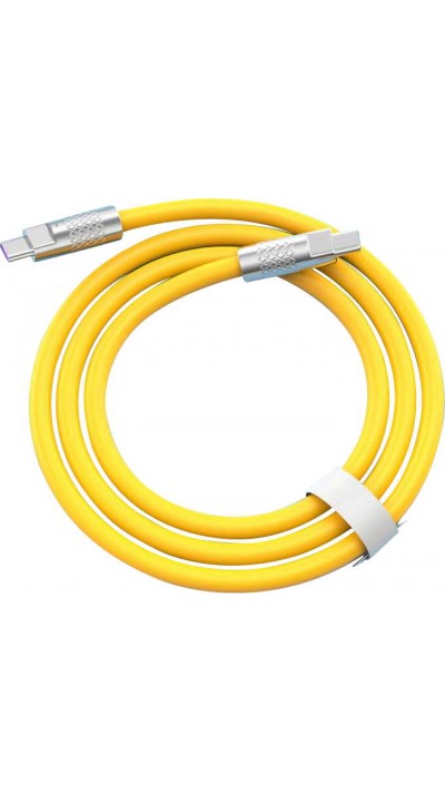Câble USB-C vers USB-C (2m) robuste et coloré avec tête designen aluminium - Jaune
