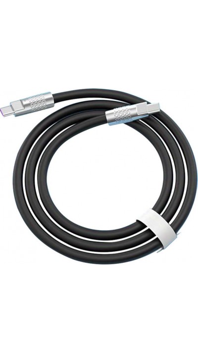 Câble USB-C vers USB-C (2m) robuste et coloré avec tête designen aluminium - Noir