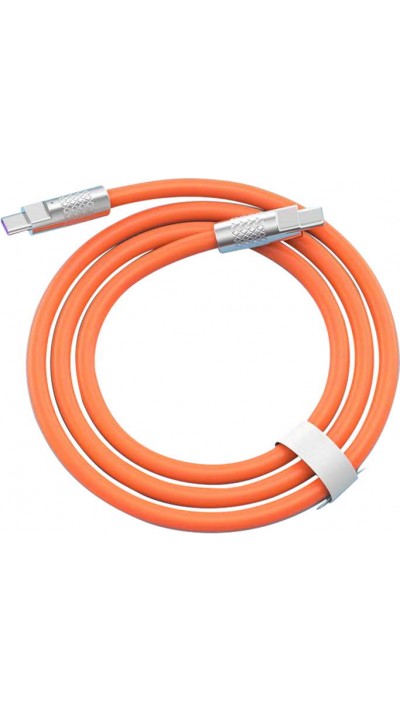 Câble USB-C vers USB-C (2m) robuste et coloré avec tête designen aluminium - Orange