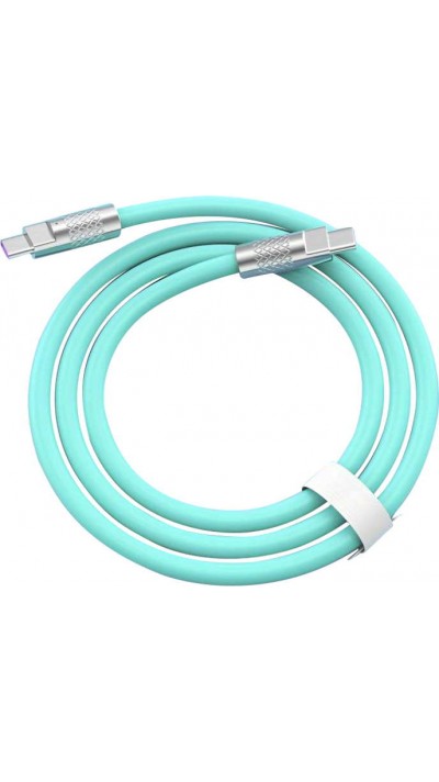 Câble USB-C vers USB-C (2m) robuste et coloré avec tête designen aluminium - Vert menthe