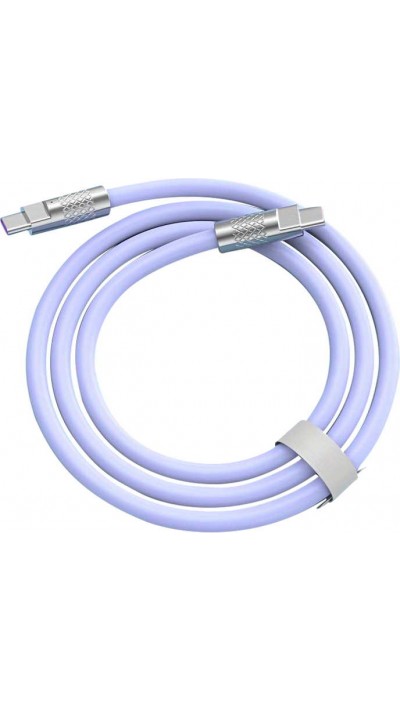 Câble USB-C vers USB-C (2m) robuste et coloré avec tête designen aluminium - Violet