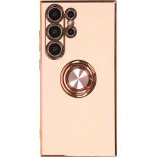 Hülle Samsung Galaxy S24 Ultra - Gummi Bronze mit Ring - Rosa