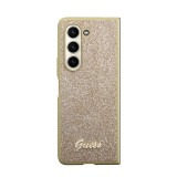 Samsung Galaxy Z Fold5 Case Hülle - Guess Gold Glitter mit goldenem Metalllogo - Gold