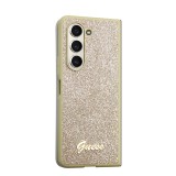 Samsung Galaxy Z Fold5 Case Hülle - Guess Gold Glitter mit goldenem Metalllogo - Gold