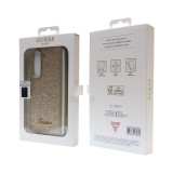 Coque Samsung Galaxy Z Fold5 - Guess paillettes or avec logo en métal doré - Or