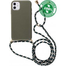 Coque iPhone 15 - Bio Eco-Friendly nature avec cordon collier - Vert foncé