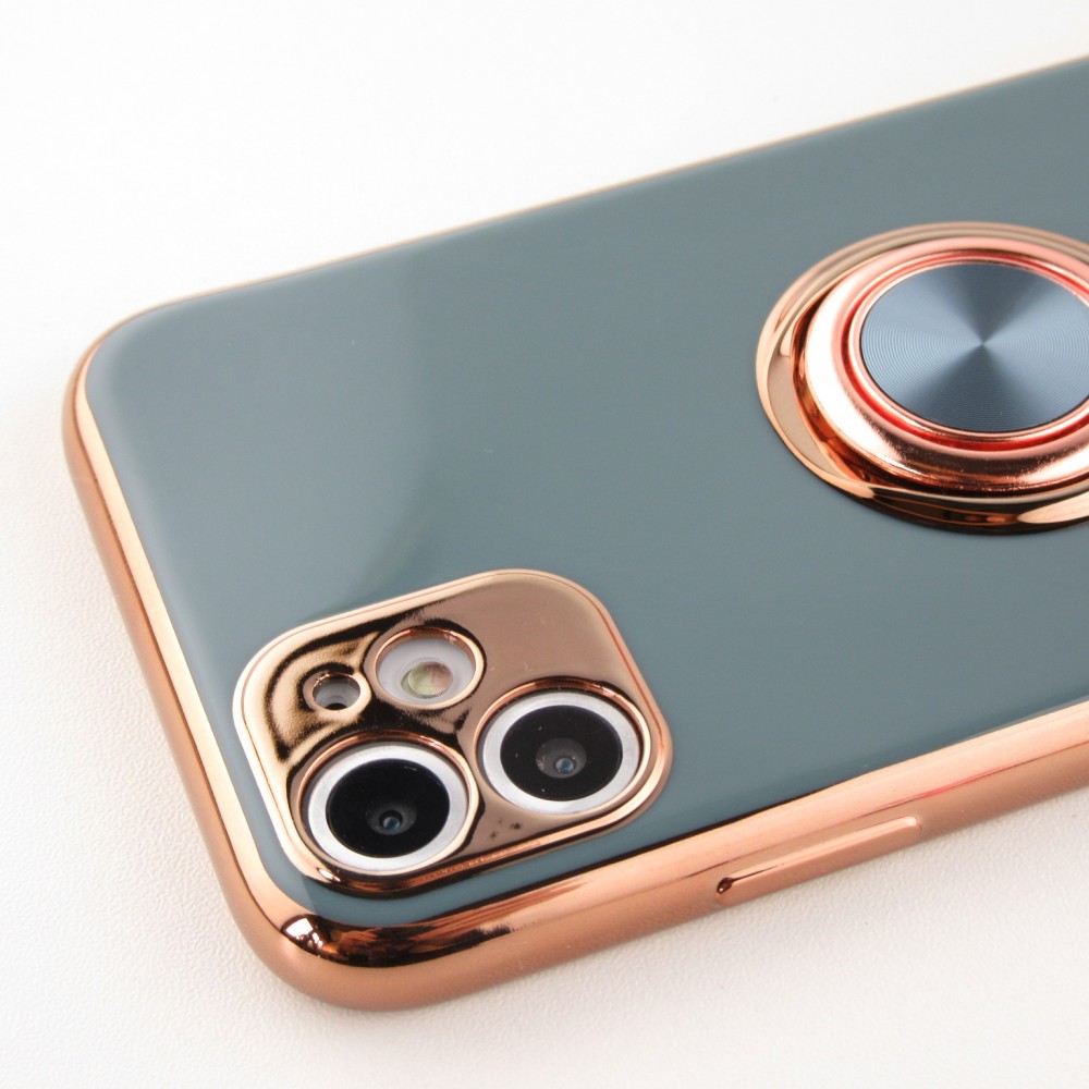 Hülle iPhone 13 Pro - Gummi Bronze mit Ring grau grün