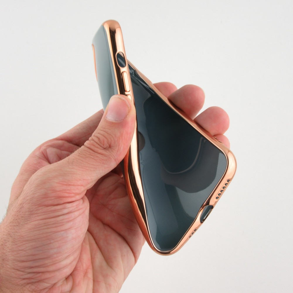 Hülle iPhone 13 Pro - Gummi Bronze mit Ring grau grün