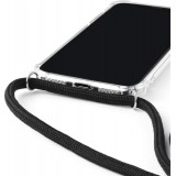 Coque Samsung iPhone 15 - Gel transparent avec lacet - Blanc / noir