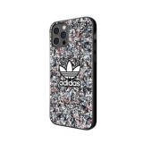 iPhone 12 Pro Max Case Hülle - Adidas starres Gel geblümter Hintergrund und aufgedrucktes Logo in Weiß - Multicolor