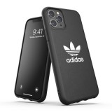 iPhone 13 Pro Max Case Hülle - Adidas Kunstleder mit geprägtem weißem Logo - Schwarz