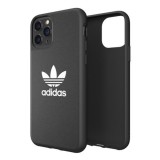 iPhone 13 Pro Max Case Hülle - Adidas Kunstleder mit geprägtem weißem Logo - Schwarz