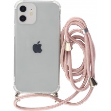 Hülle iPhone 16 Pro Max - Gummi transparent mit Seil rosa - Gold