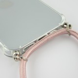 Coque iPhone 16 Pro - Gel transparent avec lacet or - Rose