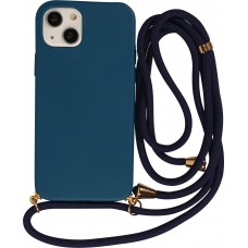 iPhone 15 Case Hülle - Bio Eco-Friendly Vegan mit Handykette Necklace blau