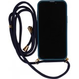 iPhone 15 Case Hülle - Bio Eco-Friendly Vegan mit Handykette Necklace blau