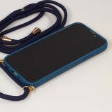 iPhone 15 Case Hülle - Bio Eco-Friendly Vegan mit Handykette Necklace blau