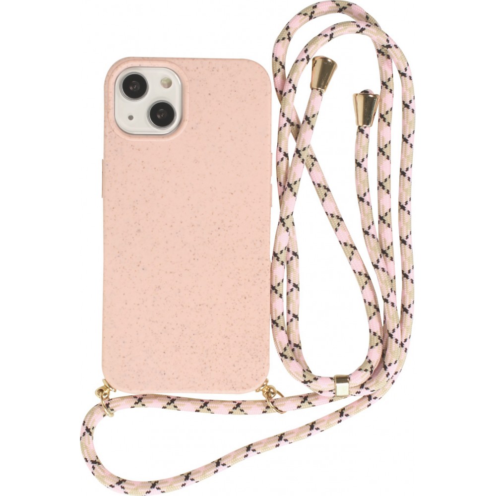 iPhone 13 Case Hülle - Bio Eco-Friendly Vegan mit Handykette Necklace - Rosa