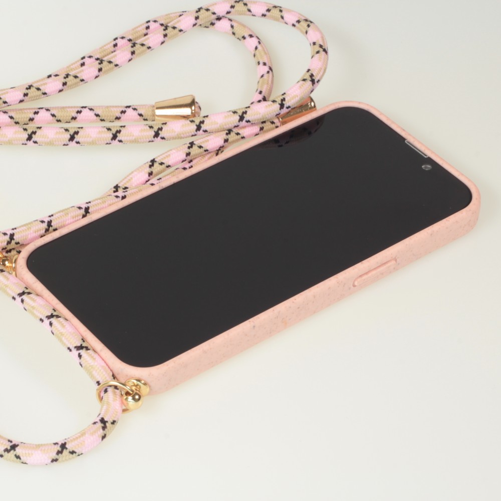 iPhone 13 Case Hülle - Bio Eco-Friendly Vegan mit Handykette Necklace - Rosa