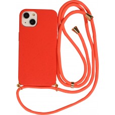 iPhone 15 Case Hülle - Bio Eco-Friendly Vegan mit Handykette Necklace - Rot