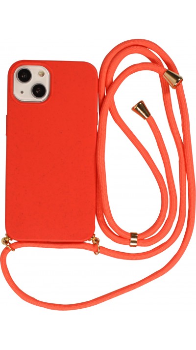 iPhone 15 Plus Case Hülle - Bio Eco-Friendly Vegan mit Handykette Necklace - Rot