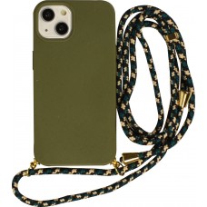 Hülle iPhone 13 mini - Bio Eco-Friendly Vegan mit Handykette Necklace - Dunkelgrün