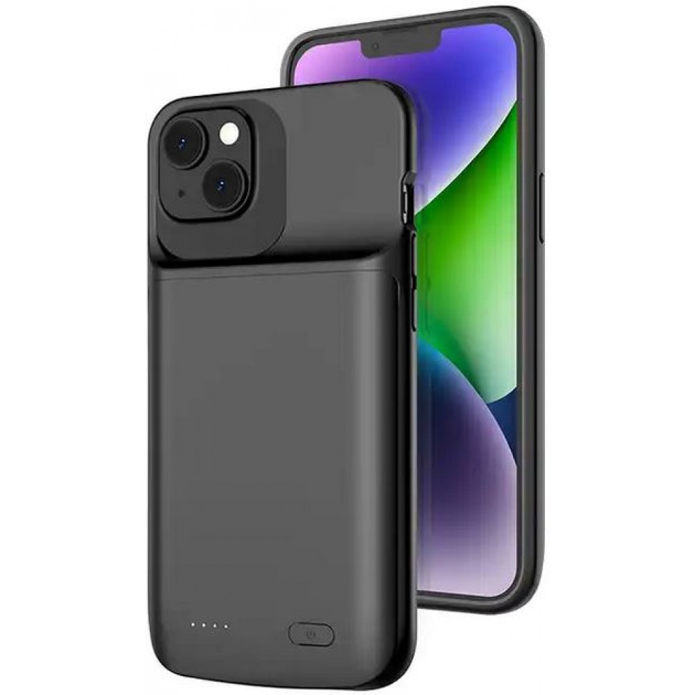 iPhone Case Hülle - Gummi Silikon integrierte 4800mAh Power Bank - Schwarz