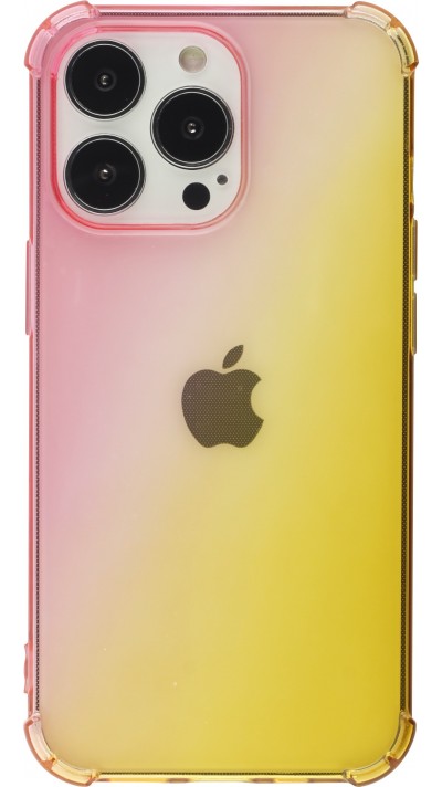 iPhone 15 Pro Max Case Hülle - Gummi Bumper Rainbow mit extra Schutz für Ecken Antischock - rosa - Gelb