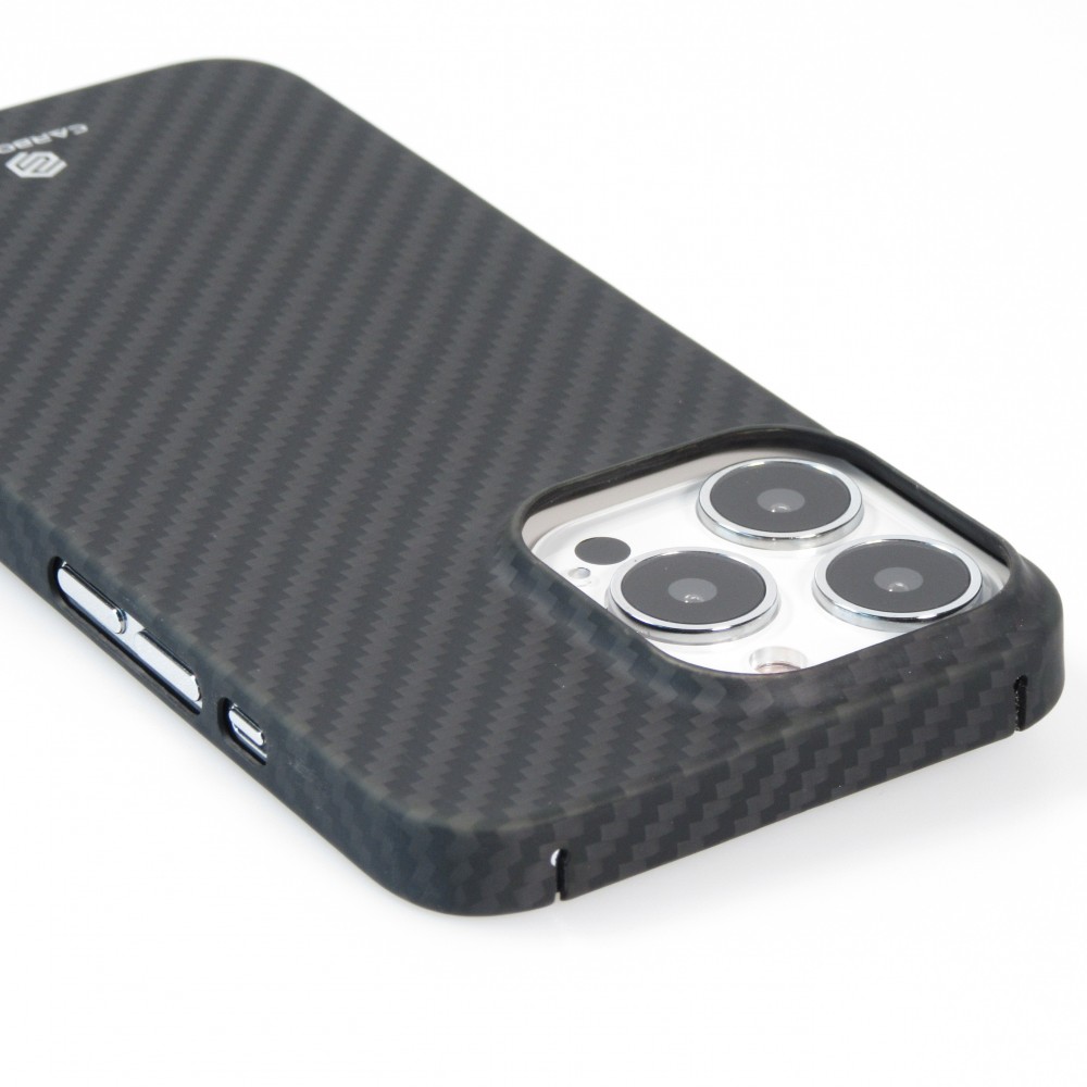 iPhone 15 Pro Max Case Hülle - Carbomile Schutzcase aus echtem Aramid Carbonfaser - Schwarz