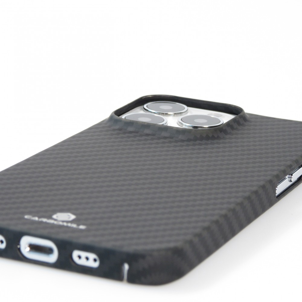 iPhone 13 Pro Max Case Hülle - Carbomile Schutzcase aus echtem Aramid Carbonfaser - Schwarz