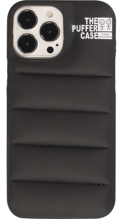 iPhone 13 Pro Case Hülle - 3D stylische Daunenjacke Design mit Ziernaht - Schwarz