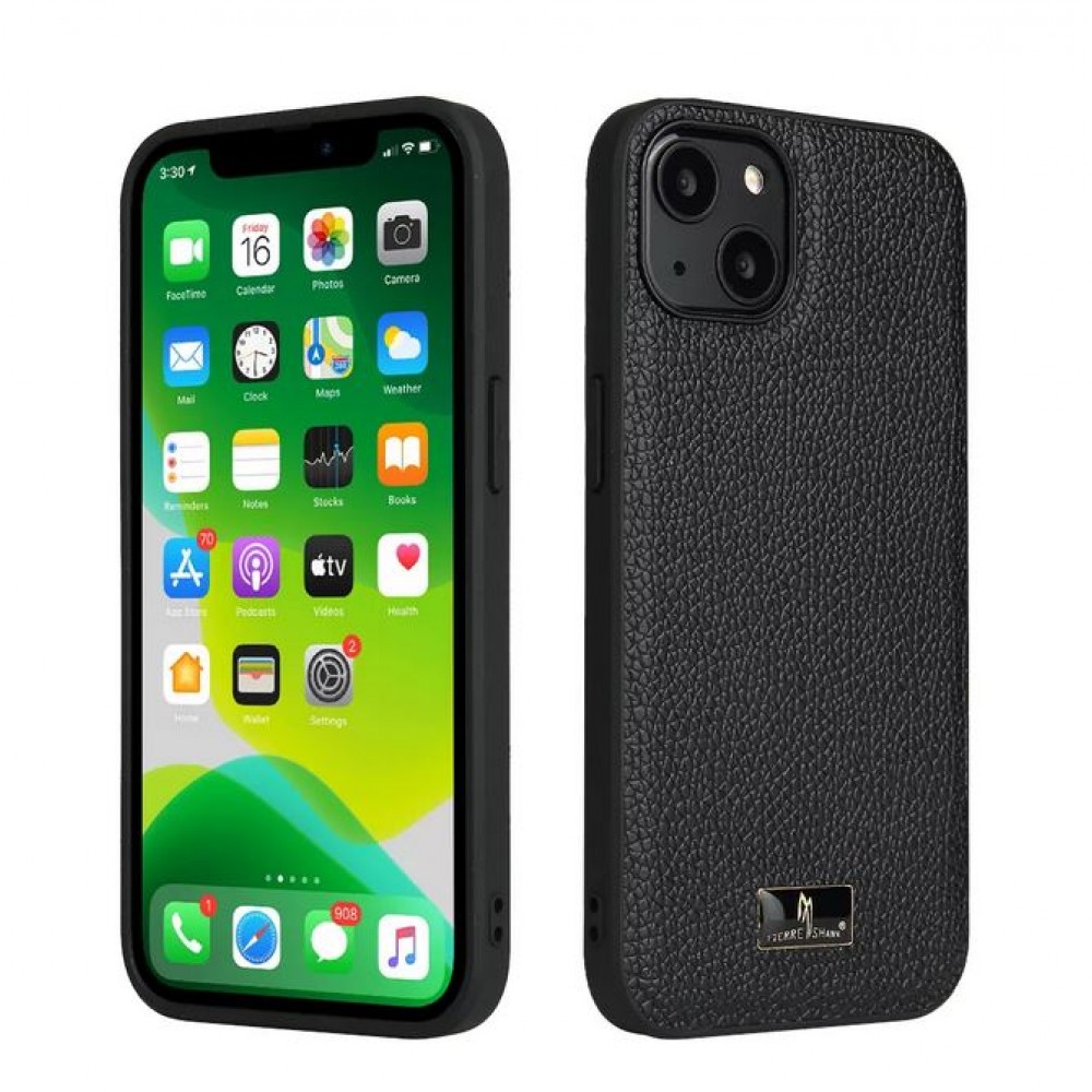 iPhone 13 Pro Case Hülle - Fierre Shann Leder Hülle Reptilien Haut - Schwarz