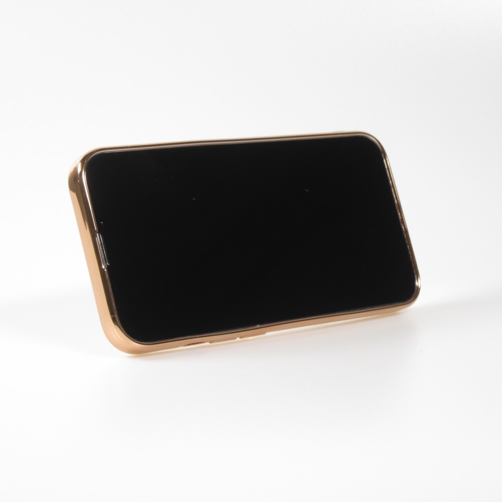 Hülle iPhone 13 Pro - Gummi Bronze mit Ring - Rosa